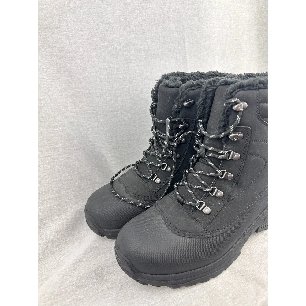 All in Motion Mens Waterproof Winter Boots‎ Black Faux Fur Lined Size 11 NEW